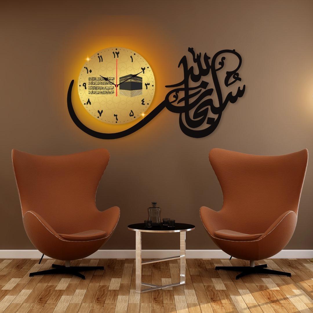Stylish Black & Gold Design with Light